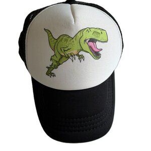 Boys Trucker Hat Dinosaur Graphic Black Mesh Back